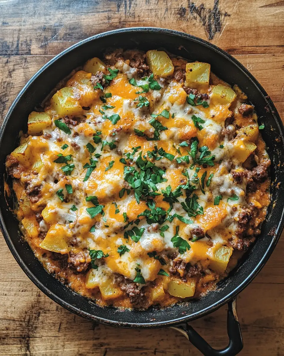 Final dish - One-Pan Cheesy Potato and Meat Skillet That Will Steal Your Heart