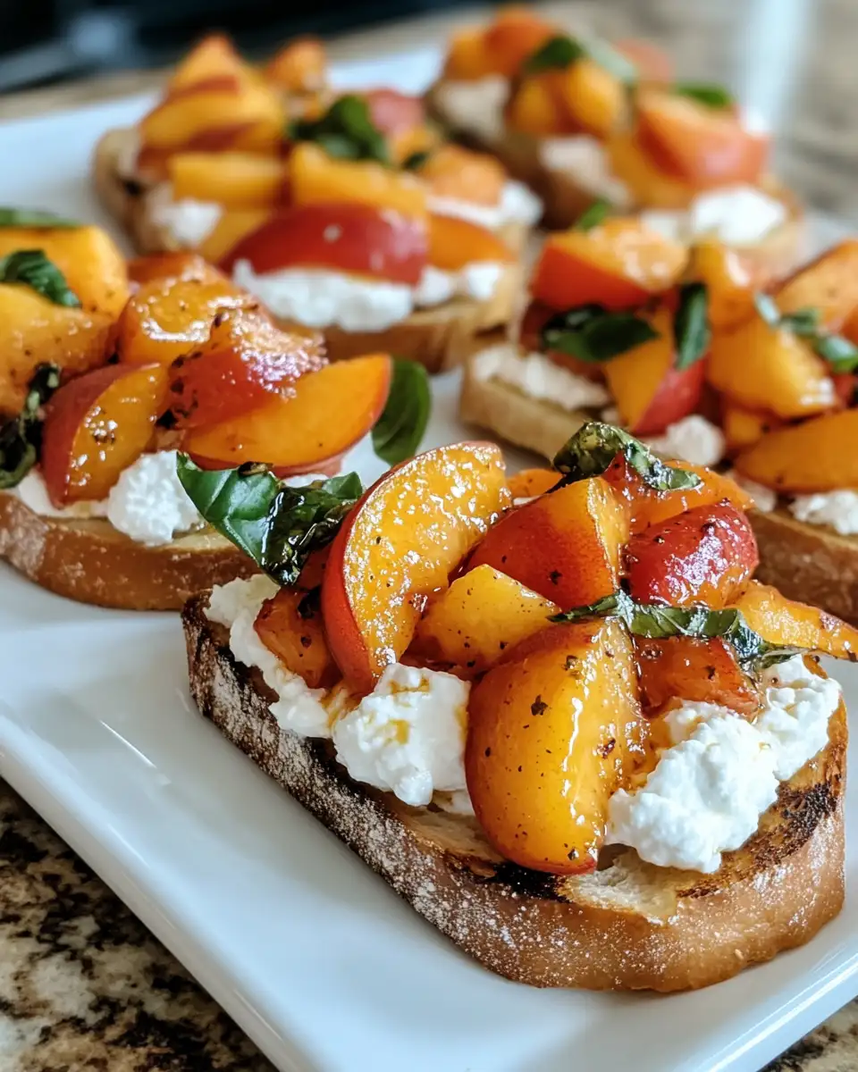 Final dish - Peach Bruschetta With Whipped Ricotta A Fresh Twist on a Classic Favorite