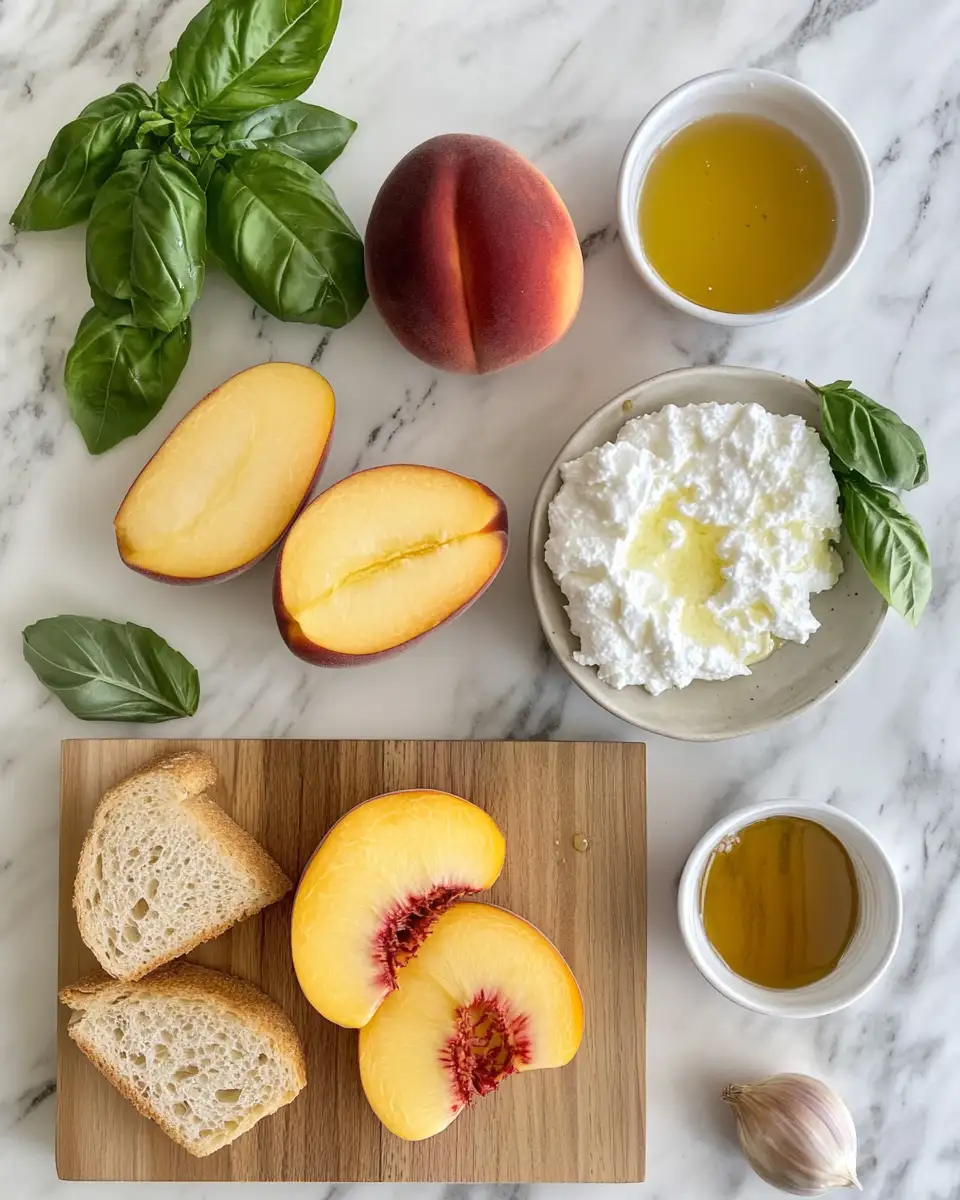 Ingredients for Peach Bruschetta With Whipped Ricotta A Fresh Twist on a Classic Favorite
