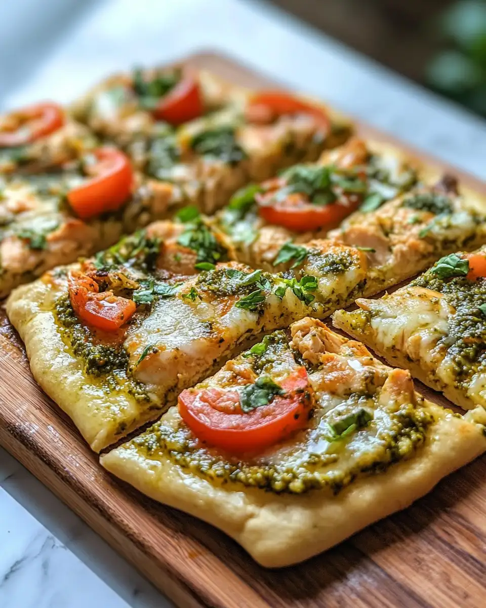 Final dish - Irresistible Pesto Chicken Flatbread Recipe You Need to Try