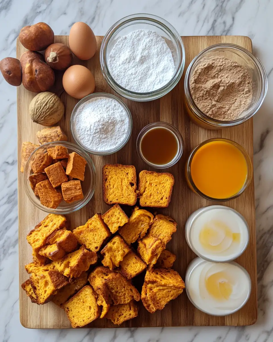 Ingredients for Cozy Up Your Mornings with This Irresistible Pumpkin French Toast Bake
