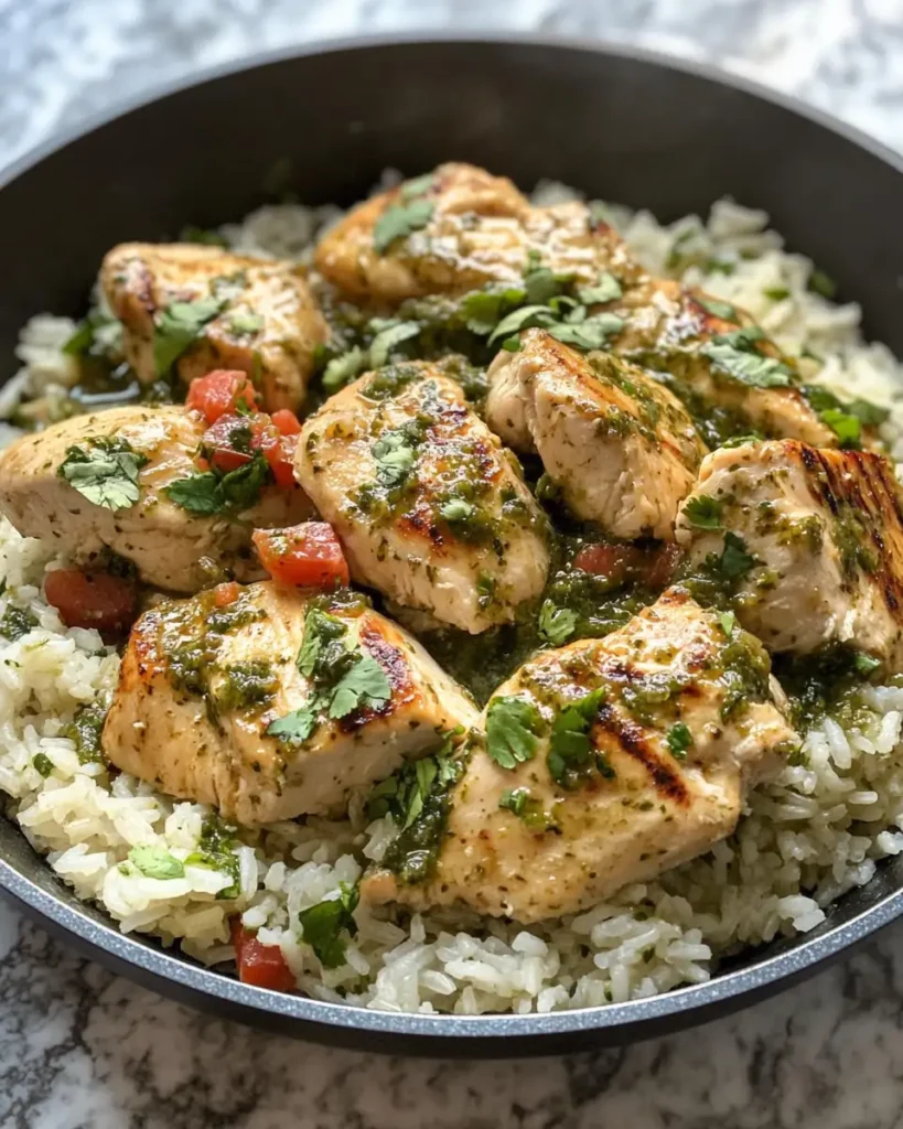 One-Pan Salsa Verde Chicken and Rice Skillet Recipe for Easy Weeknight Dinners - Featured Image