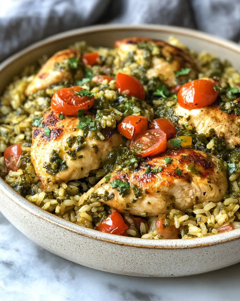 Final dish - One-Pan Salsa Verde Chicken and Rice Skillet Recipe for Easy Weeknight Dinners