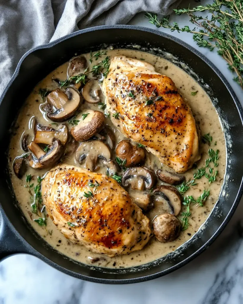 Skillet Chicken with Creamy Mushroom Wine Sauce That Will Wow Your Taste Buds - Featured Image