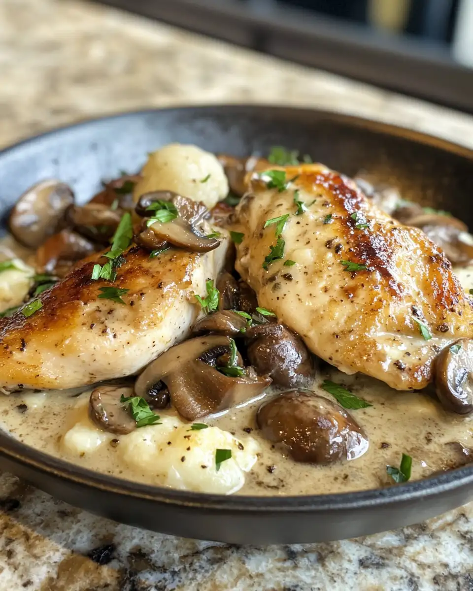 Final dish - Skillet Chicken with Creamy Mushroom Wine Sauce That Will Wow Your Taste Buds