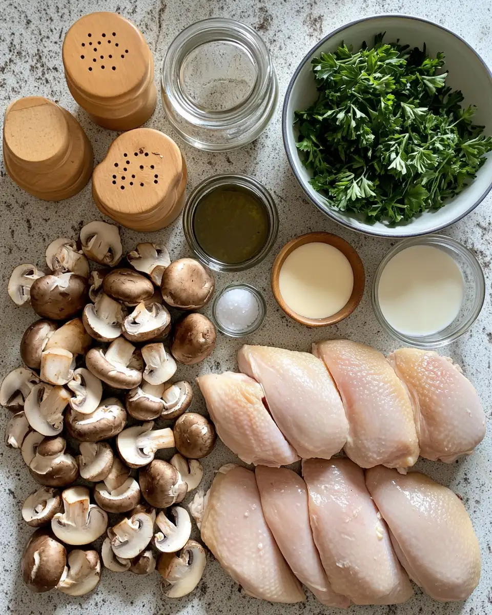 Ingredients for Skillet Chicken with Creamy Mushroom Wine Sauce That Will Wow Your Taste Buds