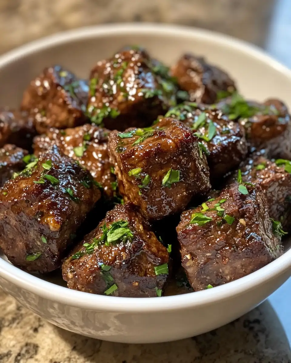Final dish - Melt-in-Your-Mouth Slow Cooker Garlic Butter Beef Bites Recipe