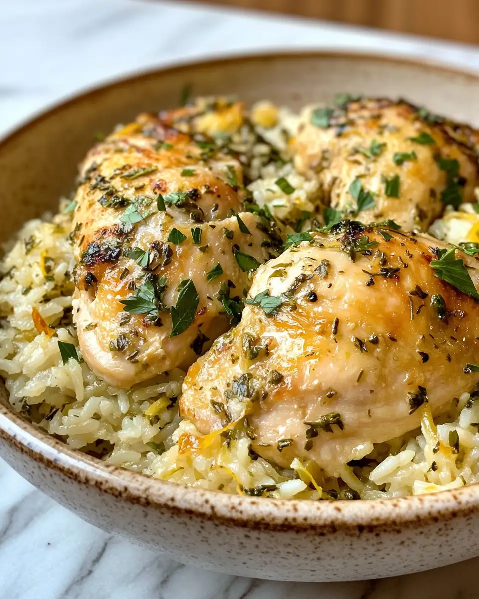 Final dish - Easy Slow Cooker Lemon Herb Chicken and Rice Recipe for Busy Weeknights