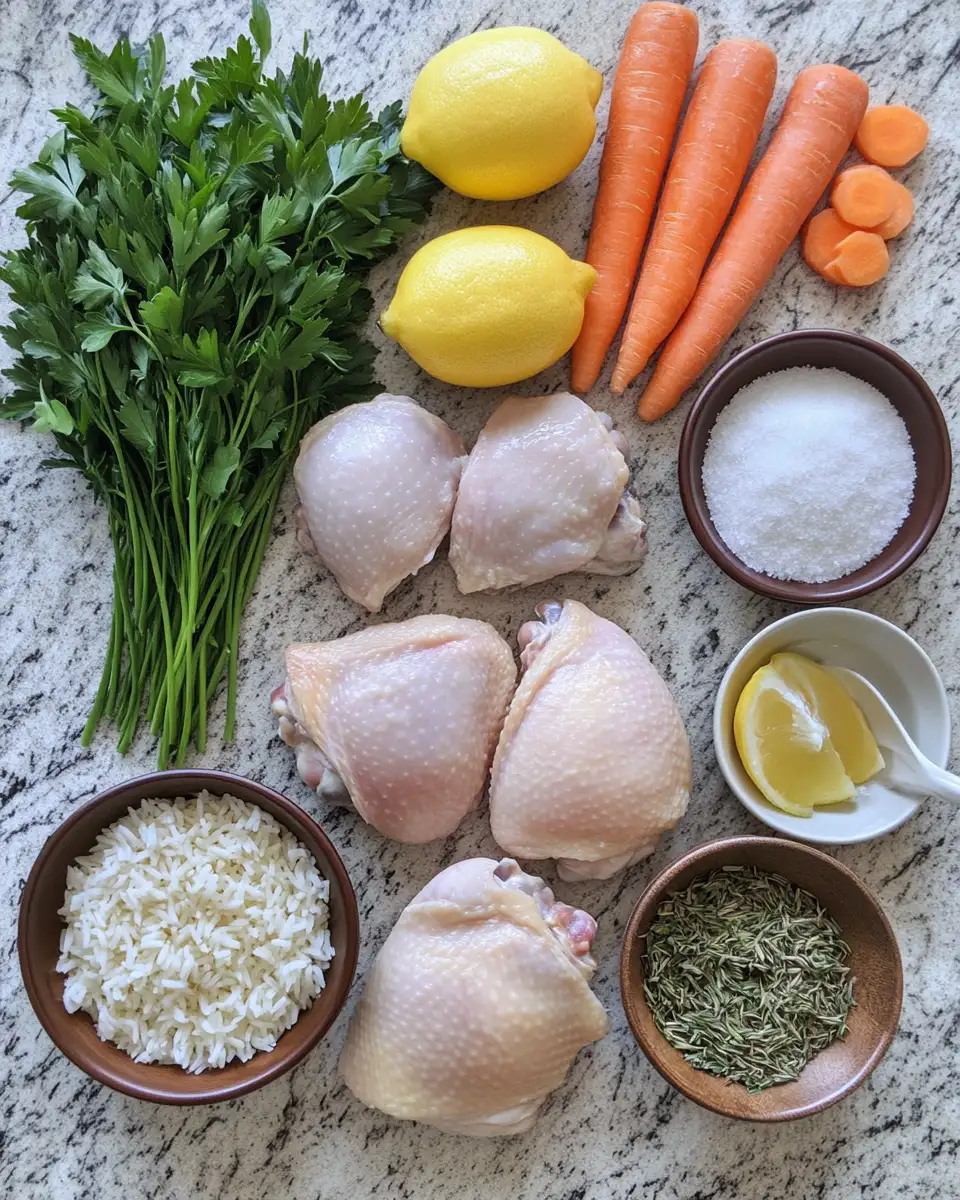 Ingredients for Easy Slow Cooker Lemon Herb Chicken and Rice Recipe for Busy Weeknights