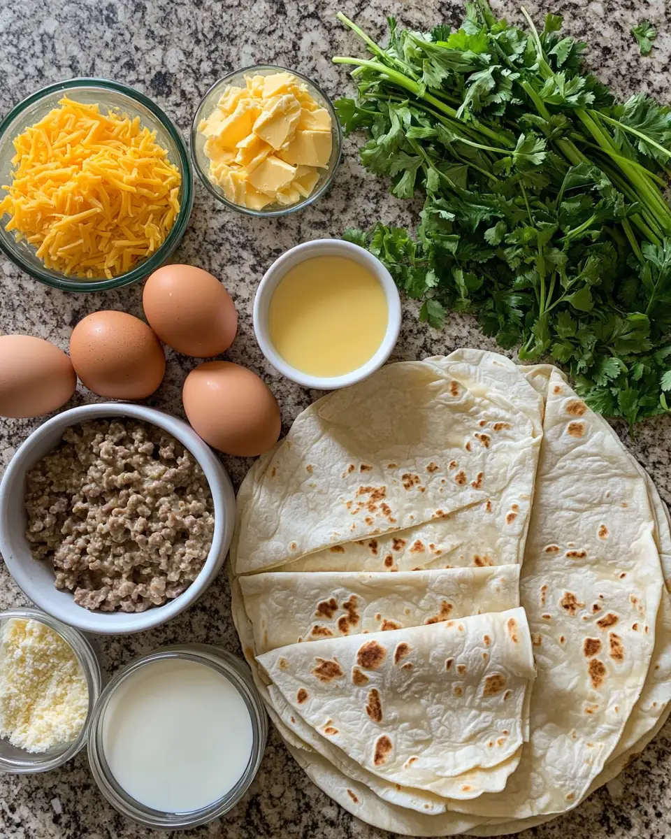 Ingredients for Southern Breakfast Enchiladas with Sausage Gravy The Ultimate Comfort Morning Feast