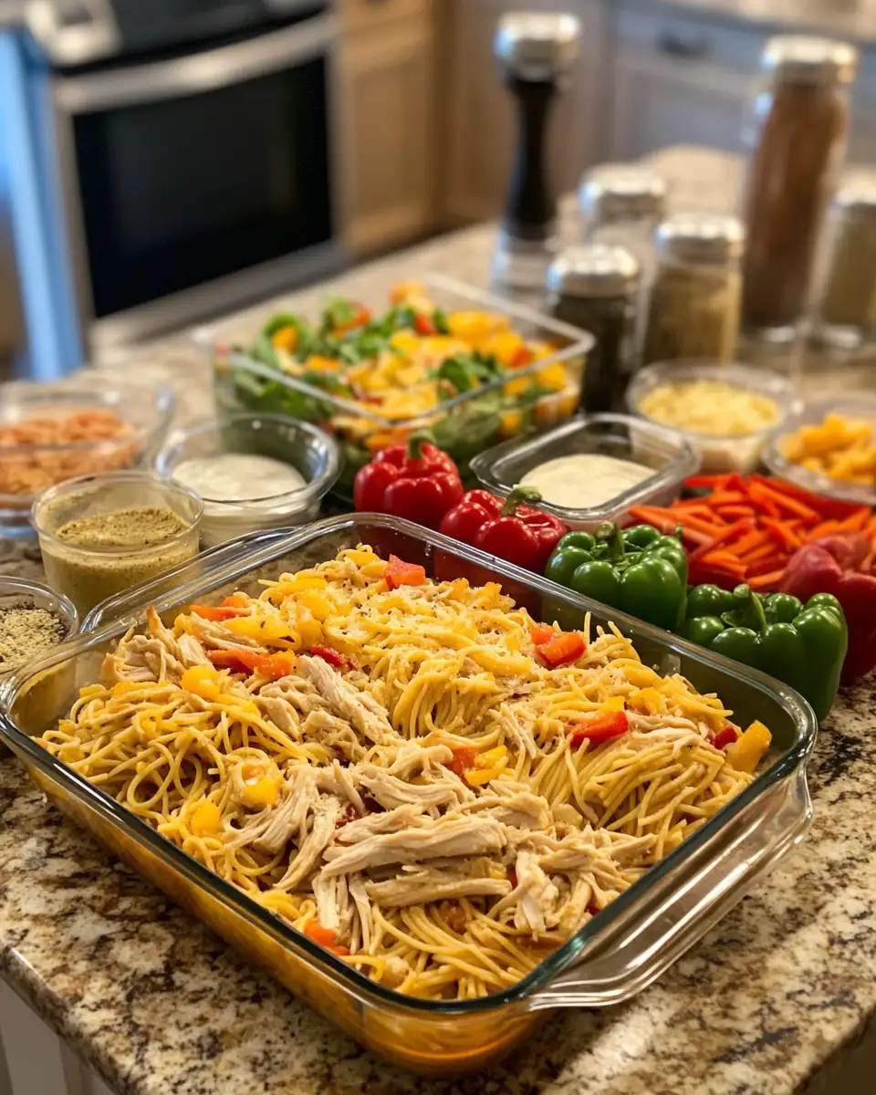 Ingredients for Ultimate Southern Chicken Spaghetti Casserole Recipe to Warm Your Soul