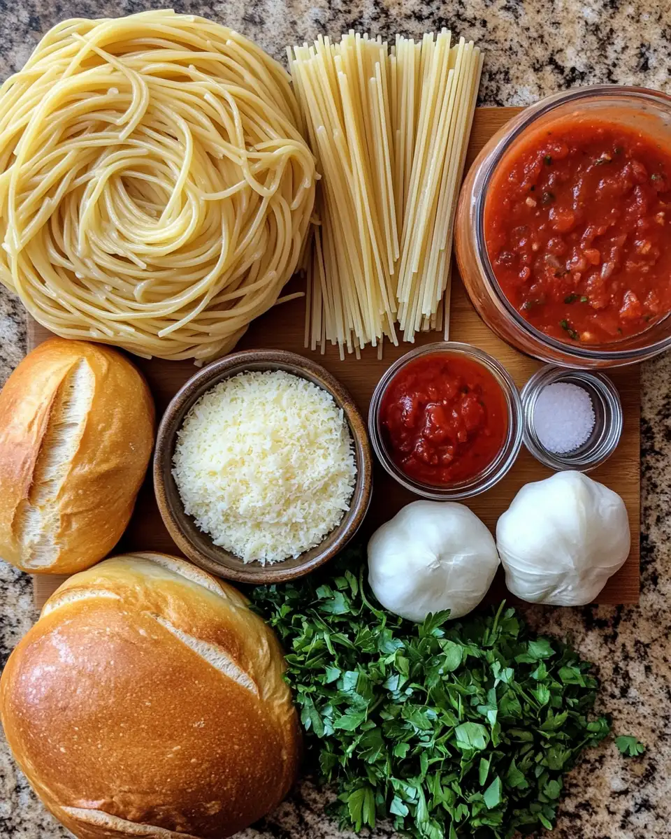 Ingredients for Irresistible Spaghetti Garlic Bread Bowls That Will Elevate Your Dinner Game