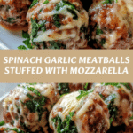 Irresistible Spinach Garlic Meatballs Stuffed with Gooey Mozzarella