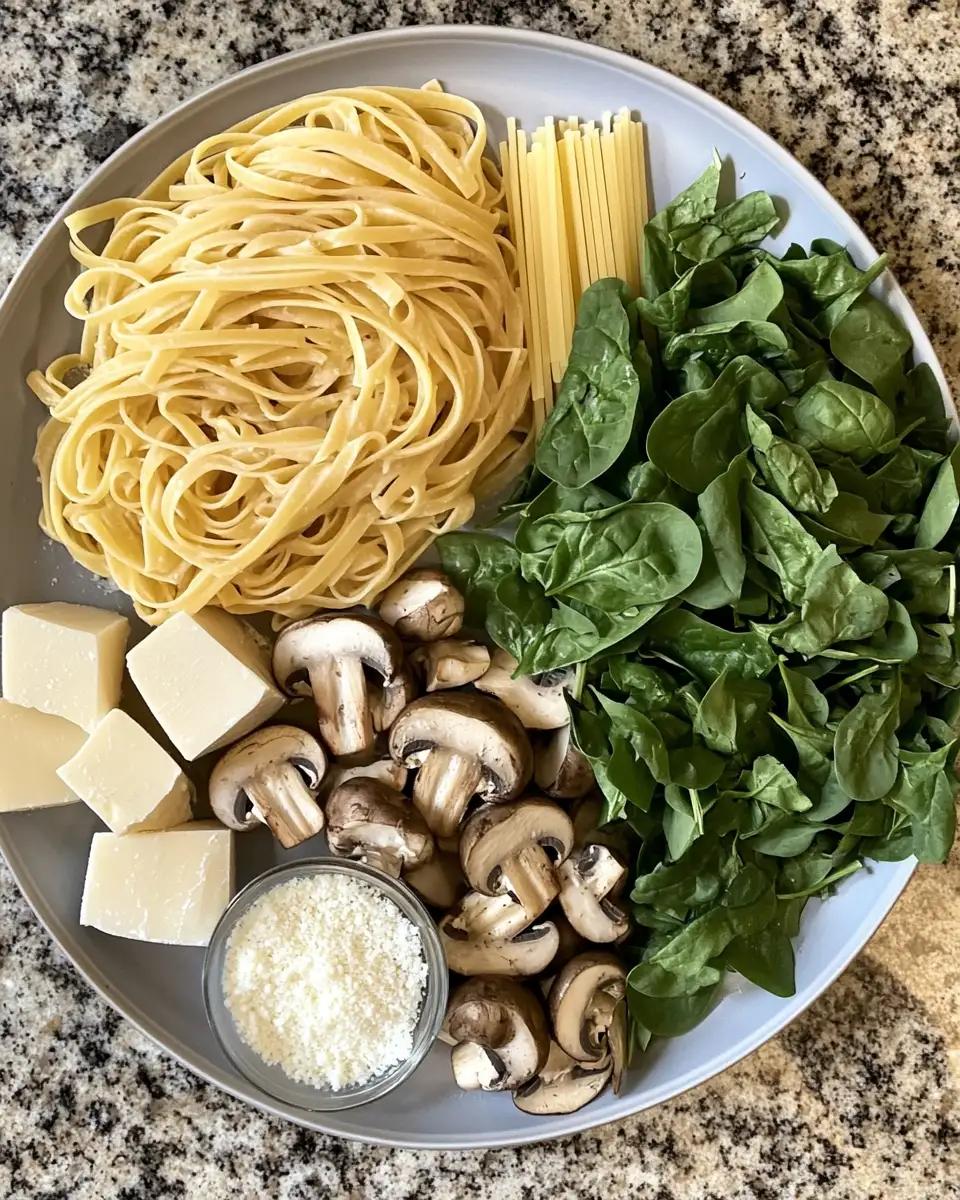 Ingredients for Creamy Spinach Mushroom Pasta That Will Steal Your Heart