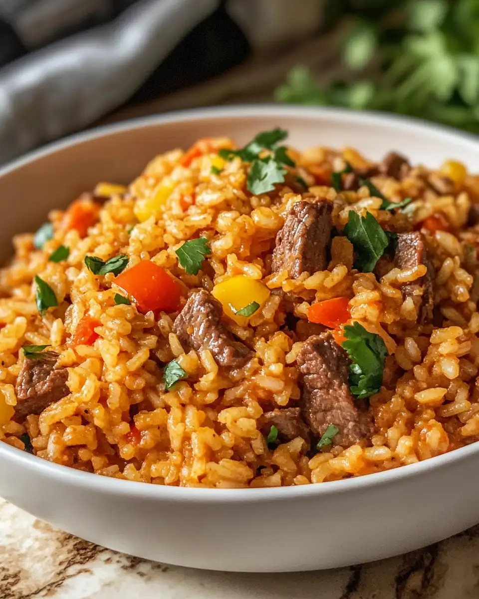 Final dish - Savor the Flavor with Irresistible Steak Queso Rice