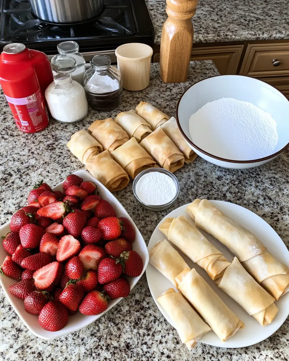 Ingredients for Irresistible Strawberry Cheesecake Stuffed Eggrolls You Have to Try