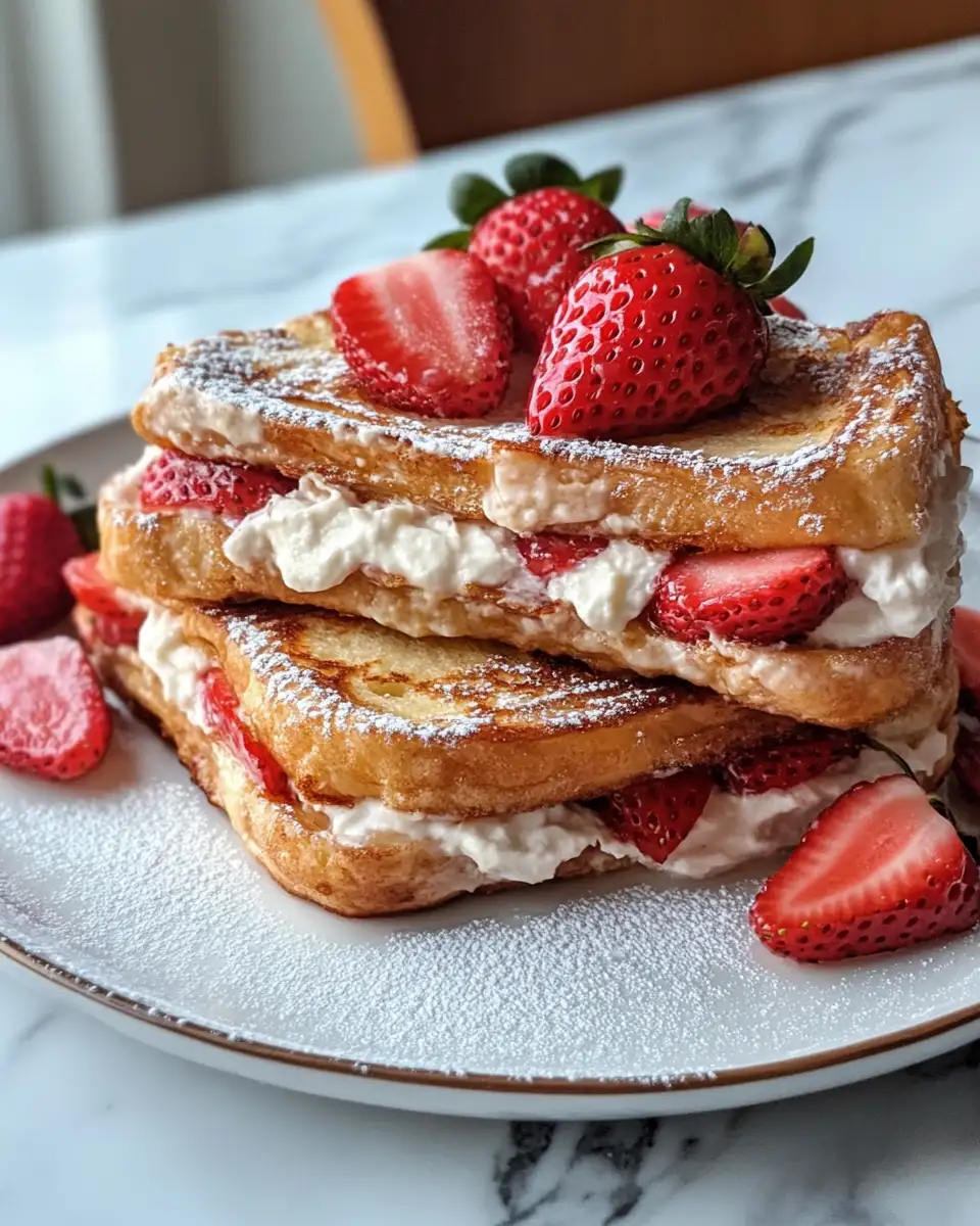 Final dish - Irresistible Strawberry Cream Cheese Stuffed French Toast Recipe