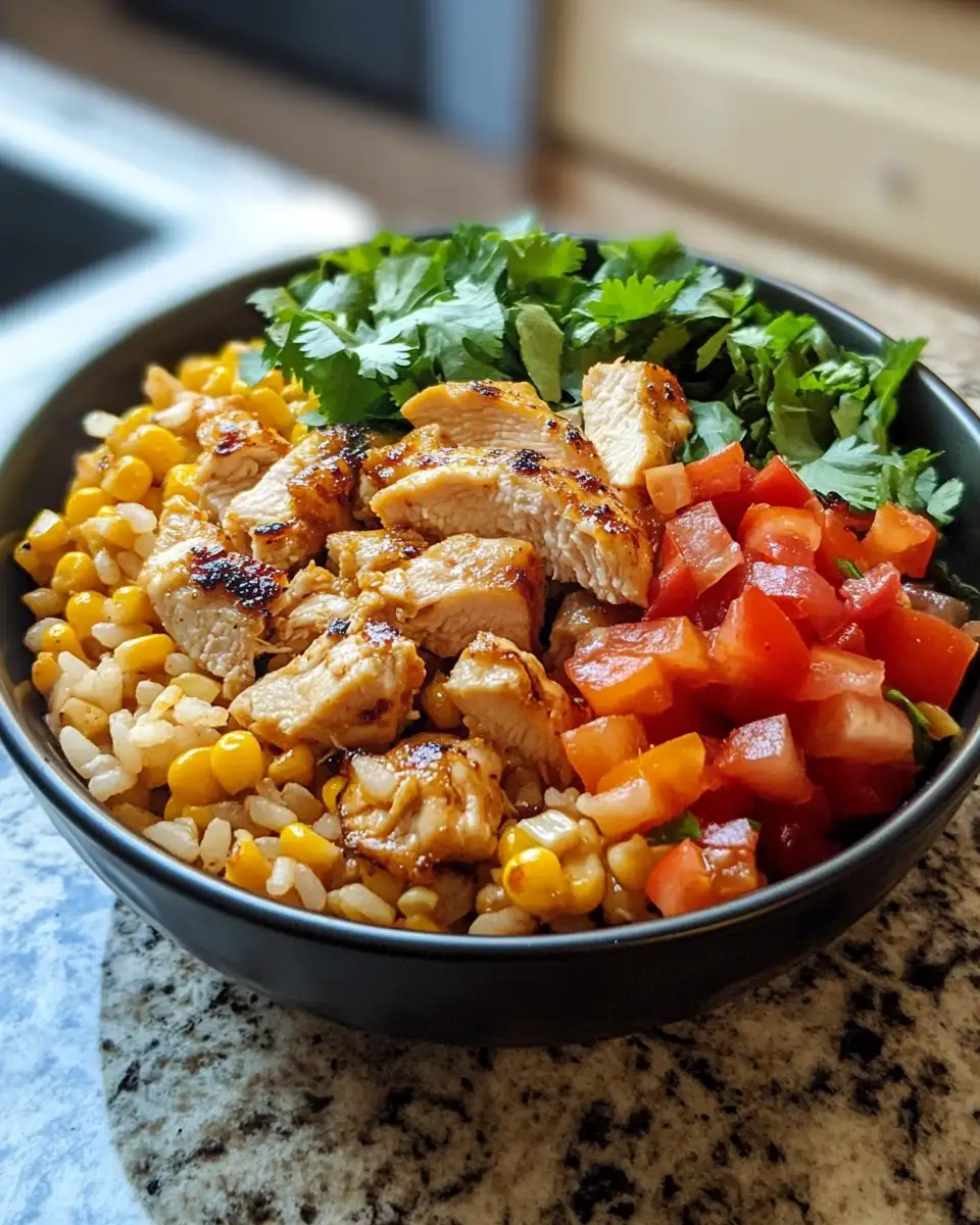 Final dish - Street Corn Chicken Rice Bowl A Flavor-Packed Twist on a Classic Favorite