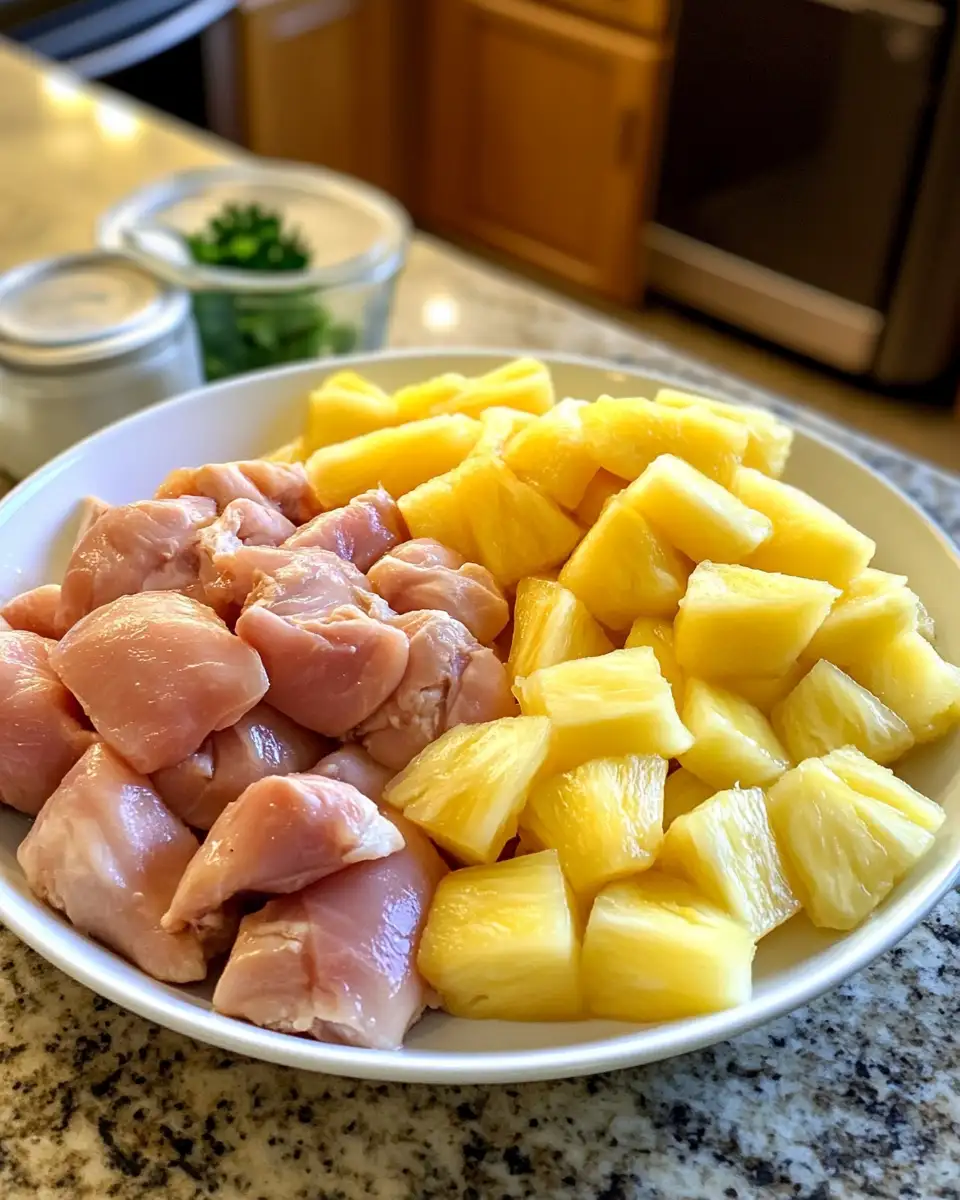 Ingredients for Sweet Hawaiian Crockpot Chicken Recipe for Easy Tropical Dinner Delight