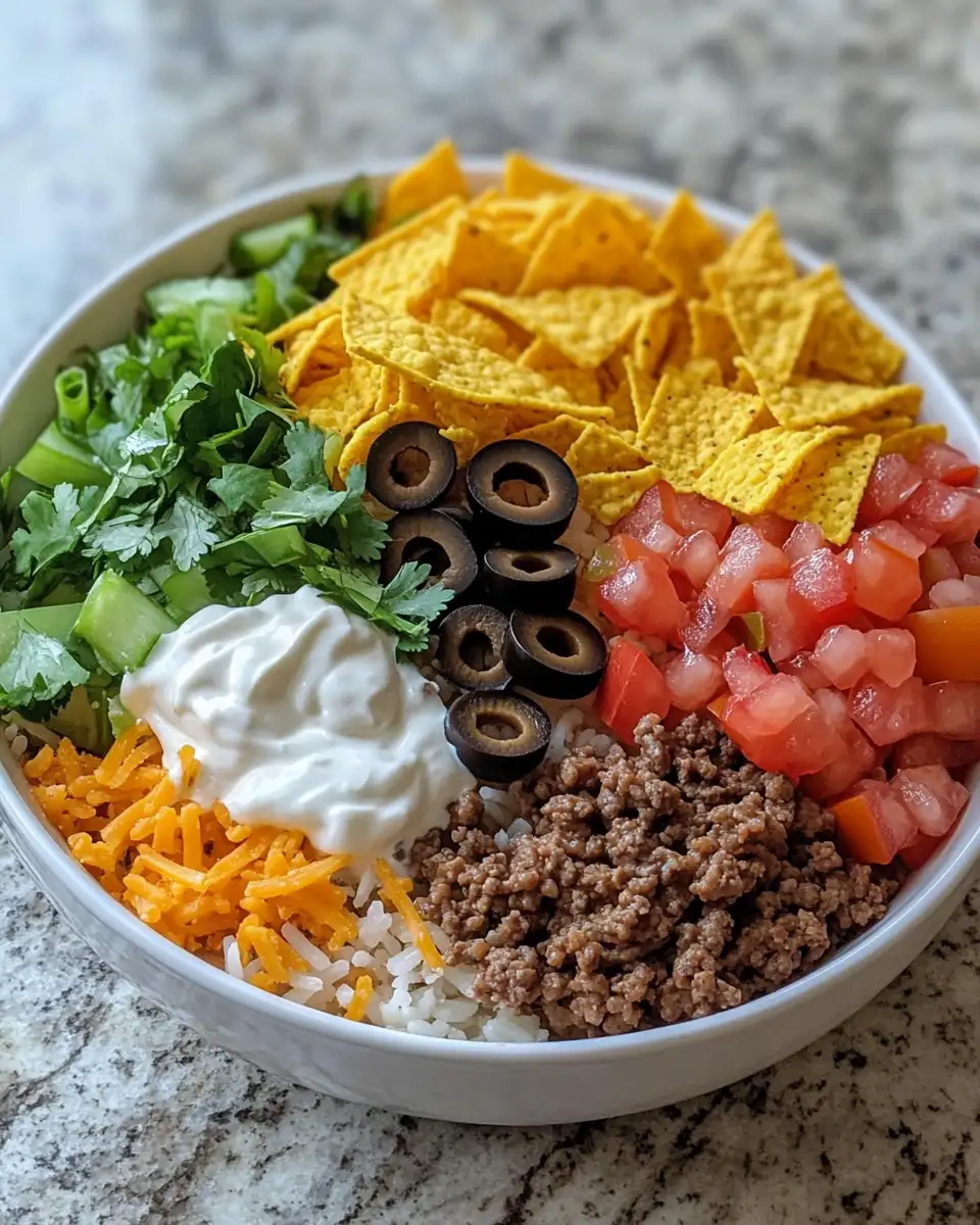 Ingredients for Crunchy Taco Rice Bowl with Doritos Delight