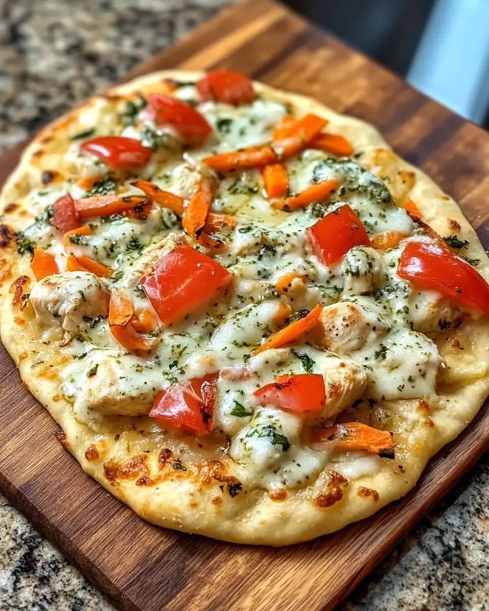 Final dish - Tzatziki Chicken and Veggie Naan Pizza Recipe for a Flavorful Feast