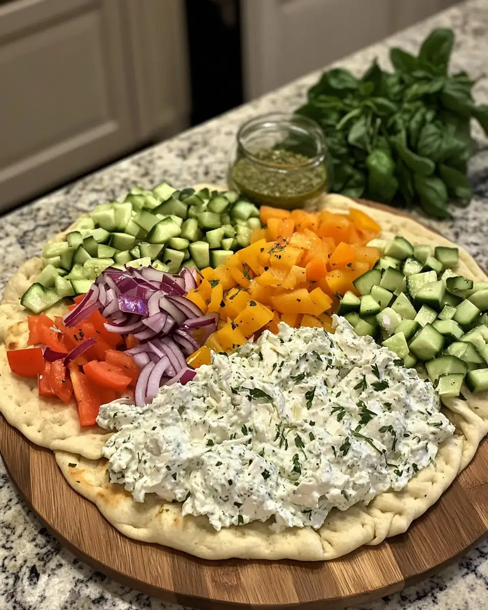 Ingredients for Tzatziki Chicken and Veggie Naan Pizza Recipe for a Flavorful Feast