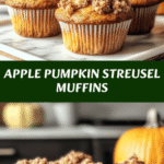 Apple Pumpkin Streusel Muffins 🥧🍏