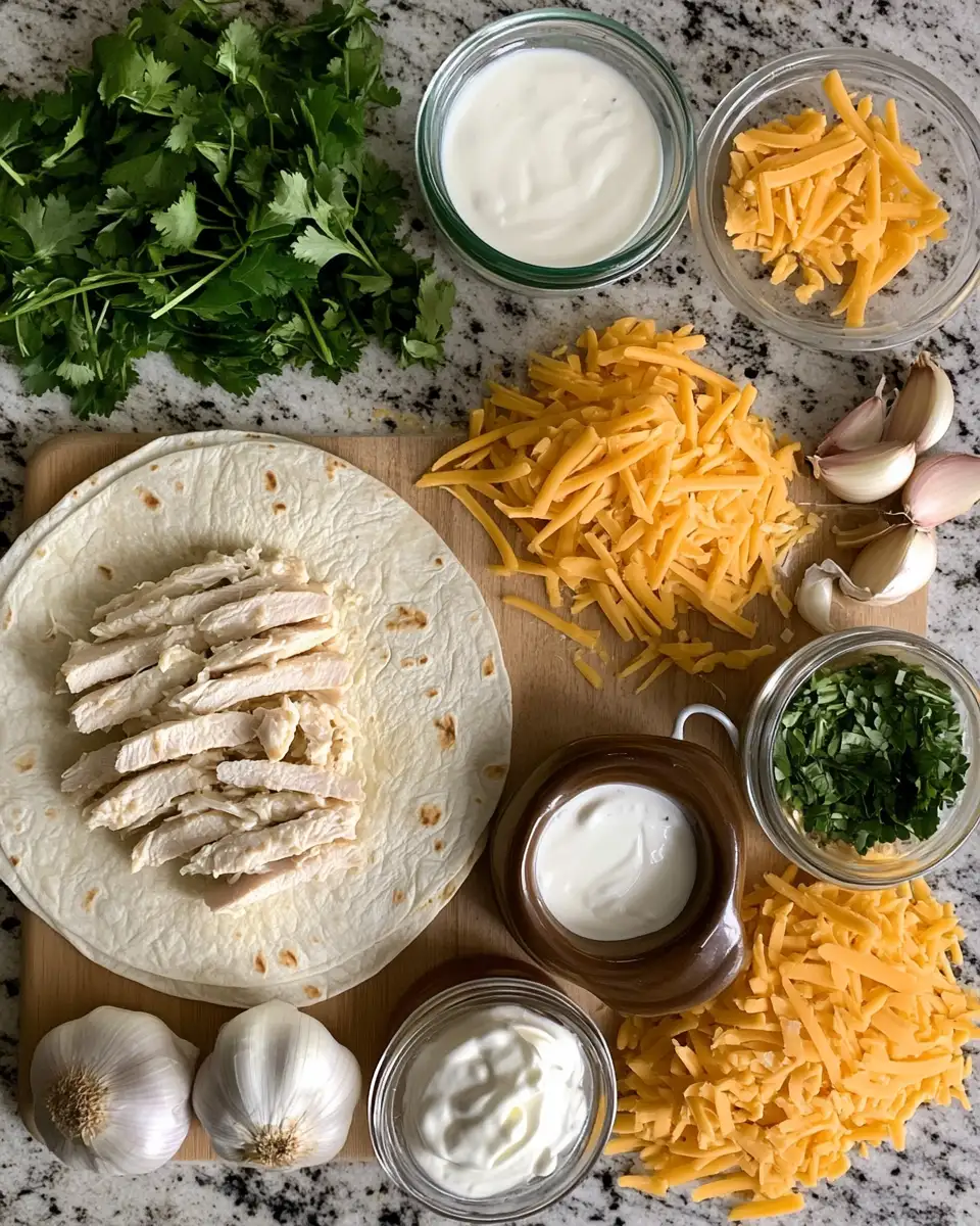 Ingredients for Irresistible Cheesy Garlic Chicken Wraps That Will Satisfy Your Cravings