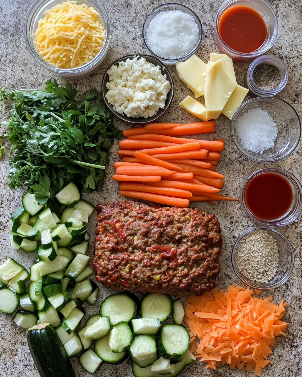 Ingredients for Cheesy Loaded Meatloaf Casserole with Vegetables That Will Steal Your Heart