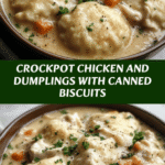 Easy Crockpot Chicken and Dumplings Made with Canned Biscuits