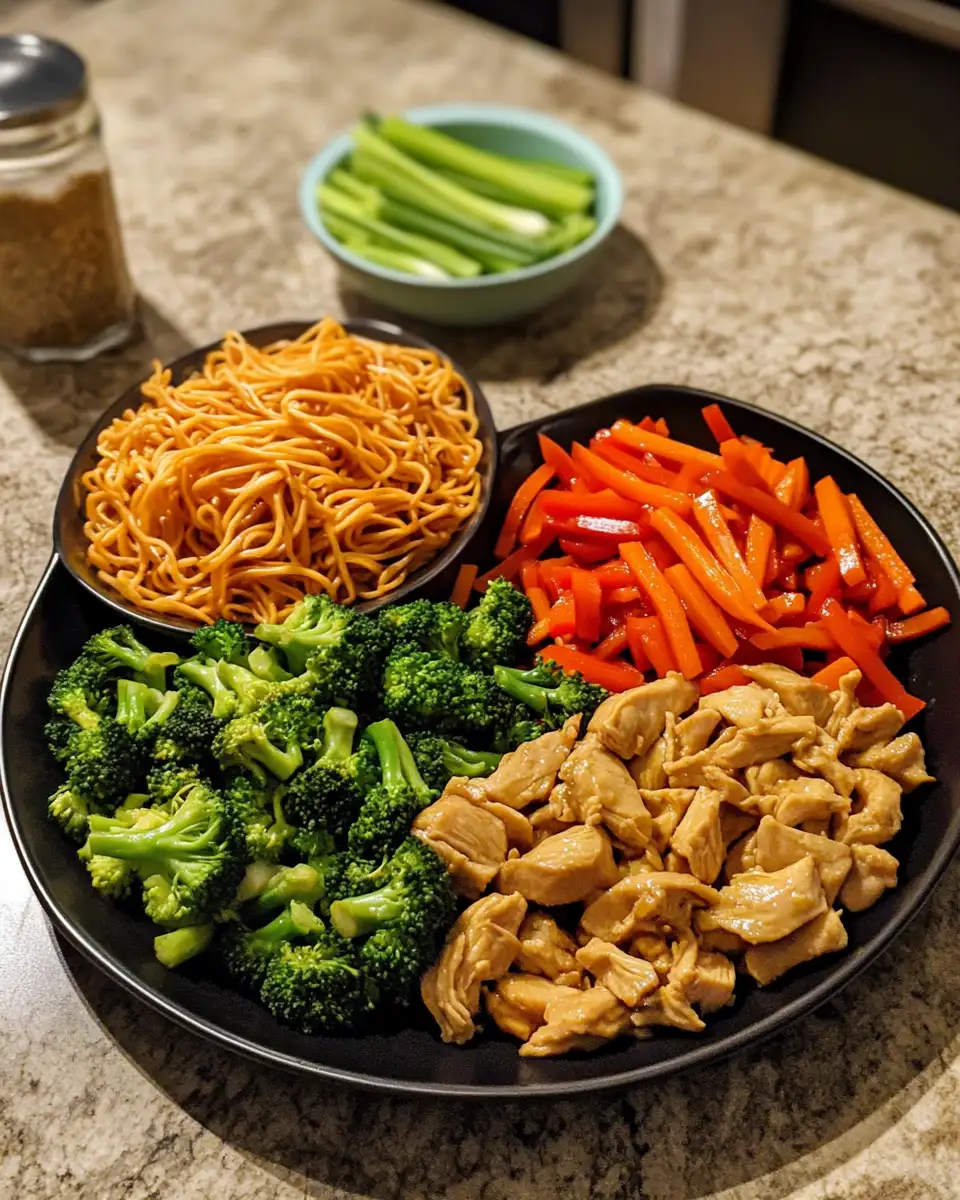 Ingredients for Easy Crockpot Chicken Lo Mein Recipe for Busy Weeknights