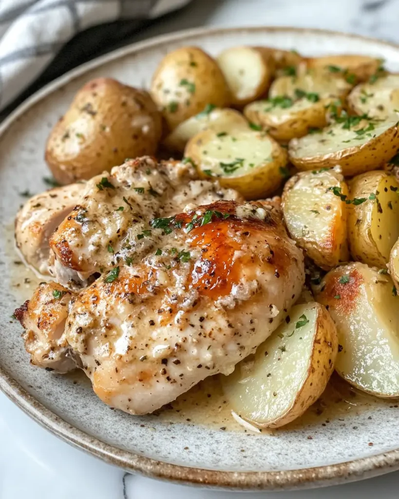 Easy Crockpot Garlic Parmesan Chicken And Potatoes Recipe for Busy Weeknights - Featured Image