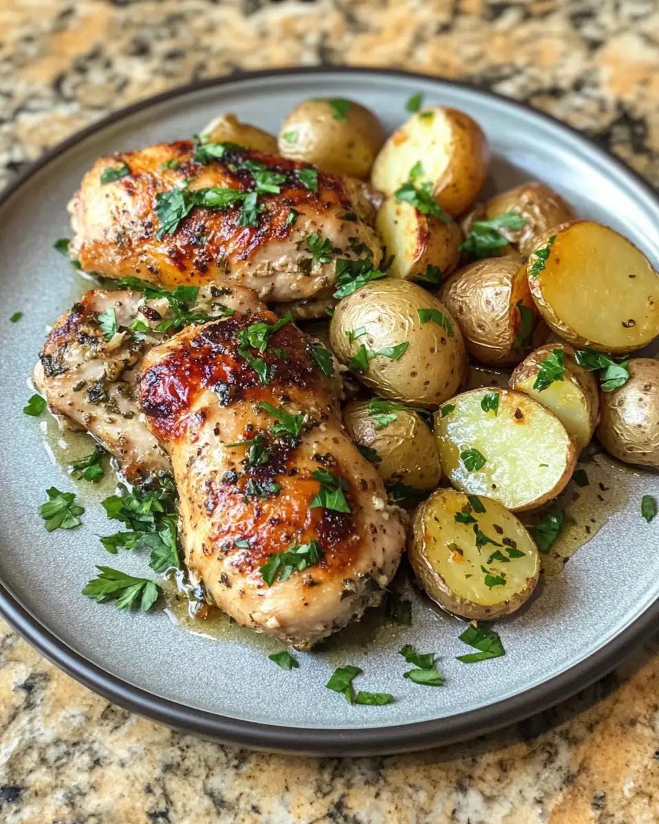 Final dish - Easy Crockpot Garlic Parmesan Chicken And Potatoes Recipe for Busy Weeknights