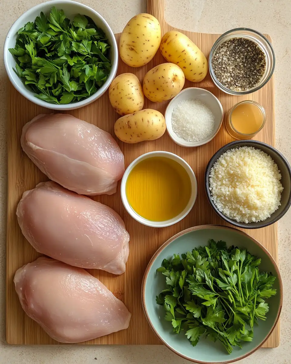 Ingredients for Easy Crockpot Garlic Parmesan Chicken And Potatoes Recipe for Busy Weeknights