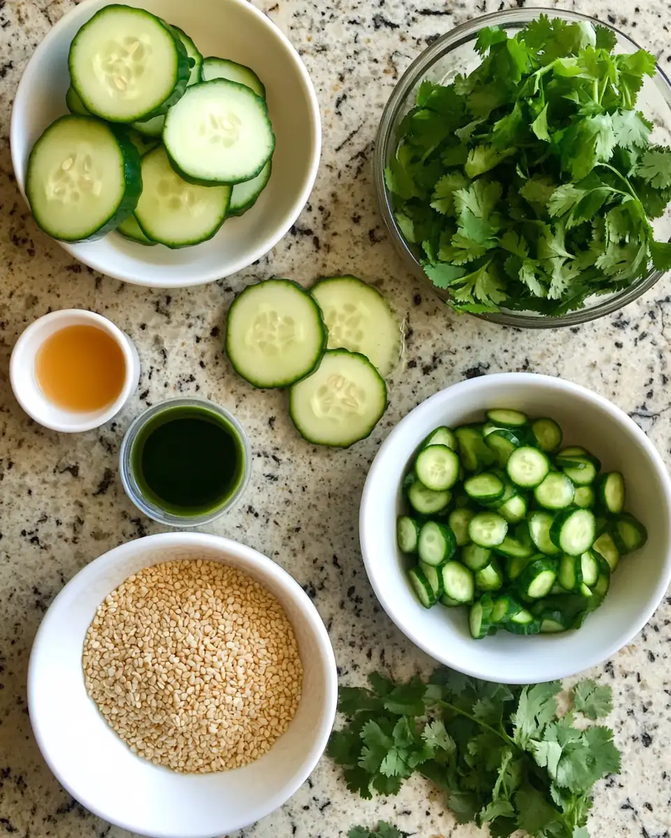 Ingredients for Crunchy Cucumber Salad with Irresistible Spicy Peanut Dressing