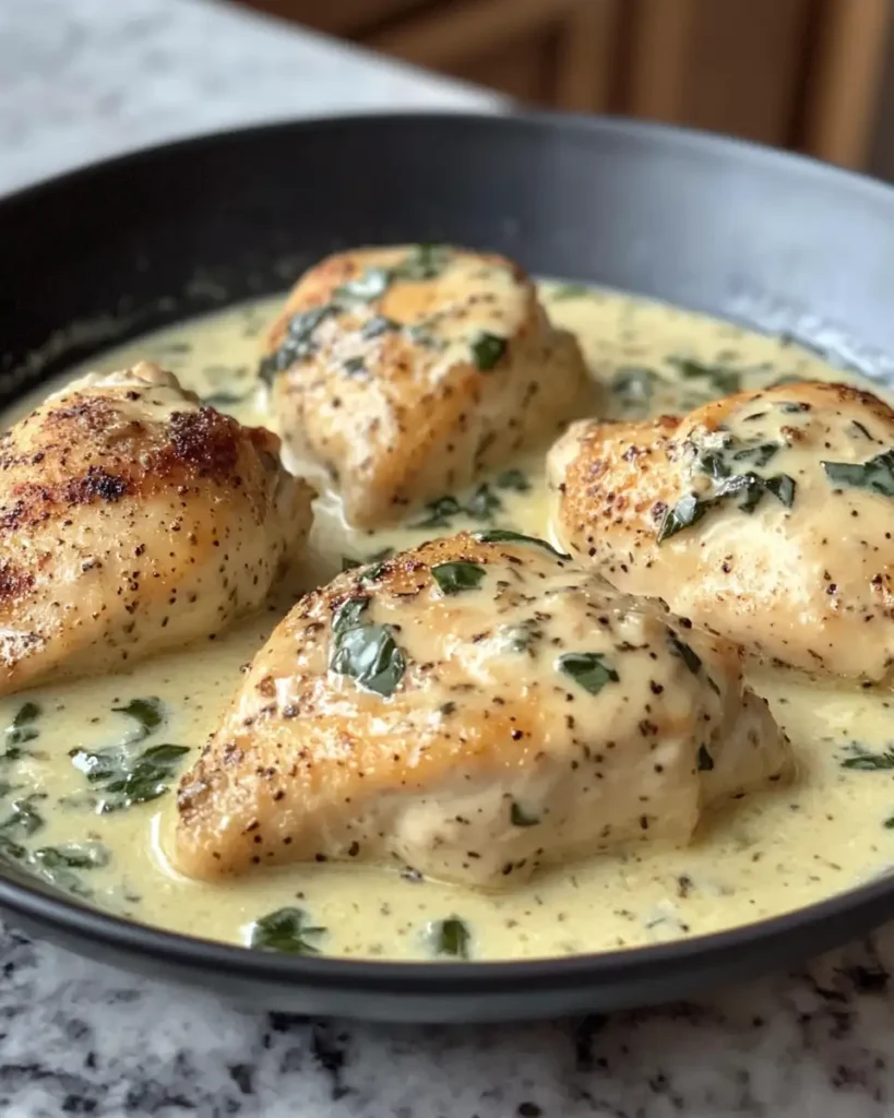 Irresistible Mozzarella Chicken in Basil Cream Sauce Recipe - Featured Image