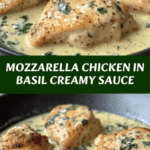 Mozzarella Chicken in Basil Cream Sauce 🍗🧀
