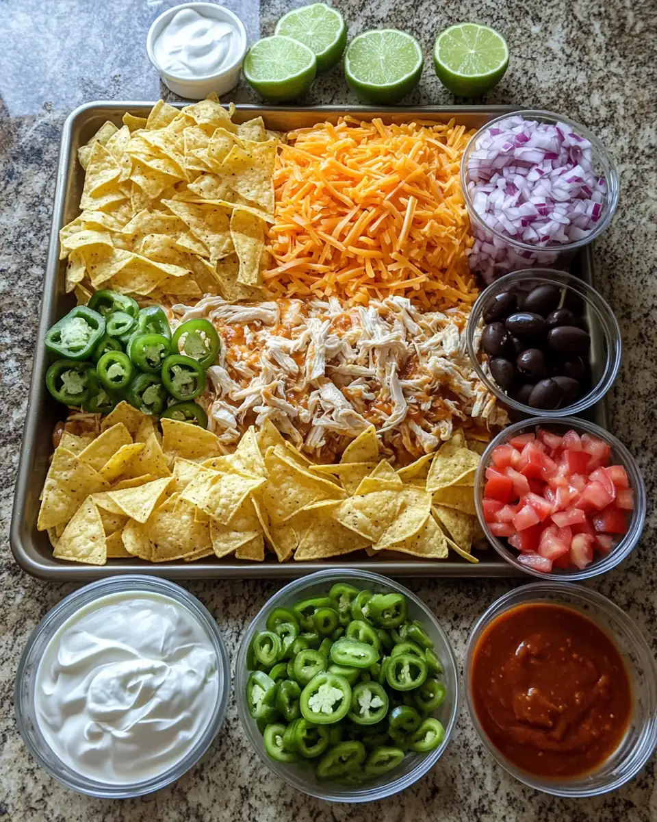 Ingredients for Ultimate Sheet Pan BBQ Chicken Nachos Recipe for Game Night