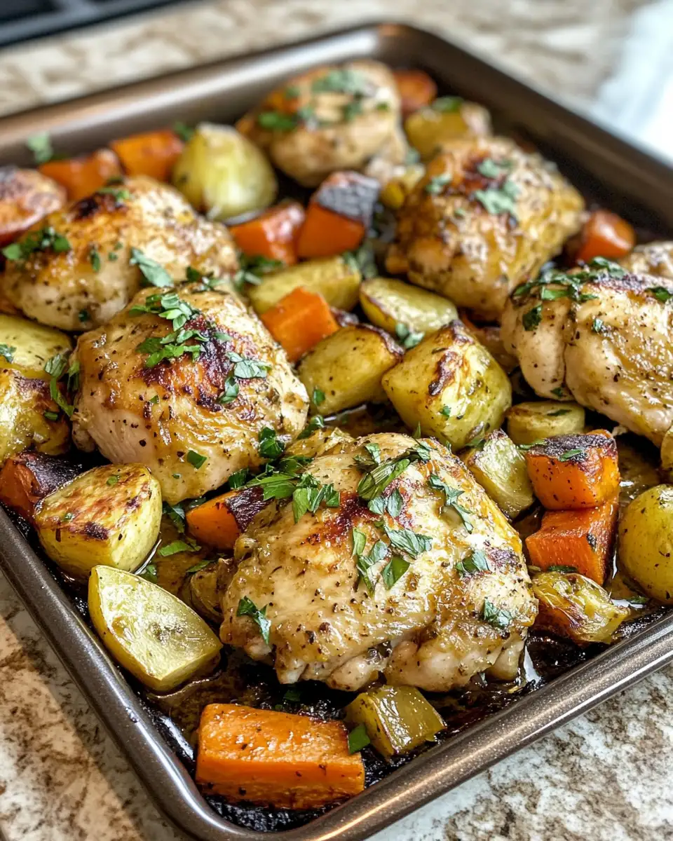 Final dish - One-Pan Wonder Sheet Pan Garlic Butter Chicken and Veggies Recipe