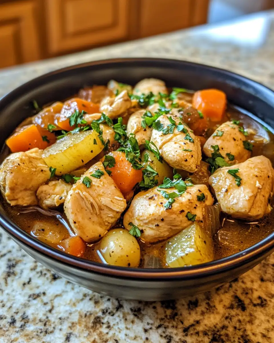 Final dish - Hearty and Easy Slow Cooker Chicken Stew Recipe for Cozy Nights