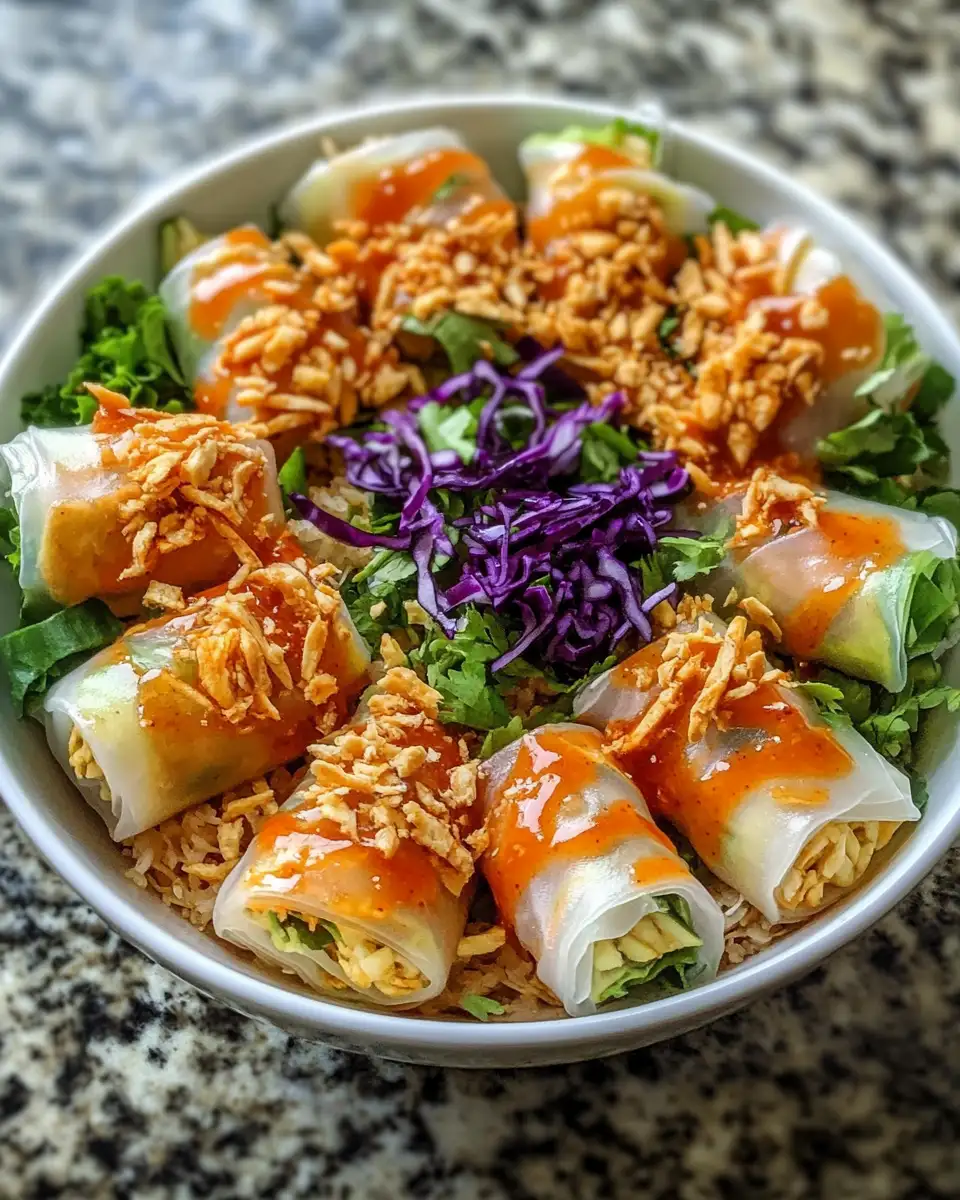 Fresh and Flavorful Spring Roll Salad with Spicy Ginger Dressing - Featured Image