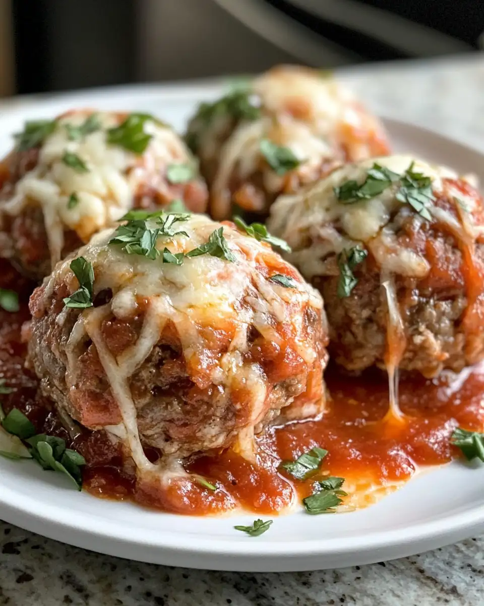 Final dish - Irresistible Stuffed Meatballs with Gooey Mozzarella Cheese Delight