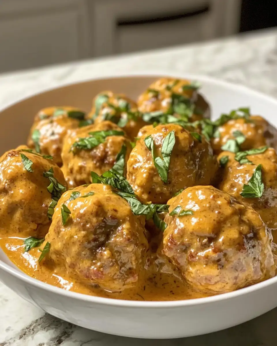 Final dish - Savory Turkey Meatballs in Creamy Pumpkin Sage Sauce for Fall Flavors