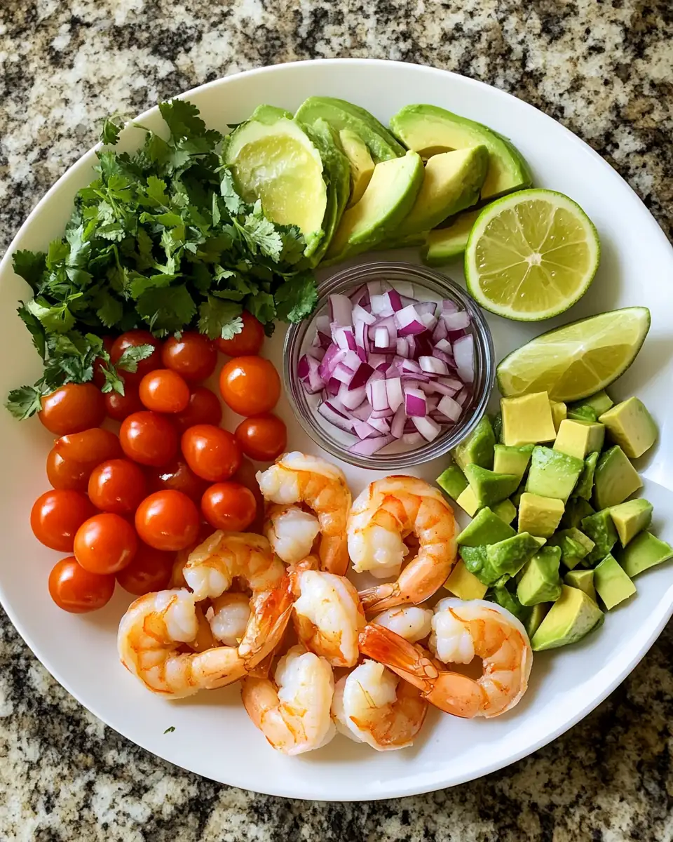 Ingredients for Fresh and Flavorful Zesty Lime Shrimp and Avocado Salad Recipe